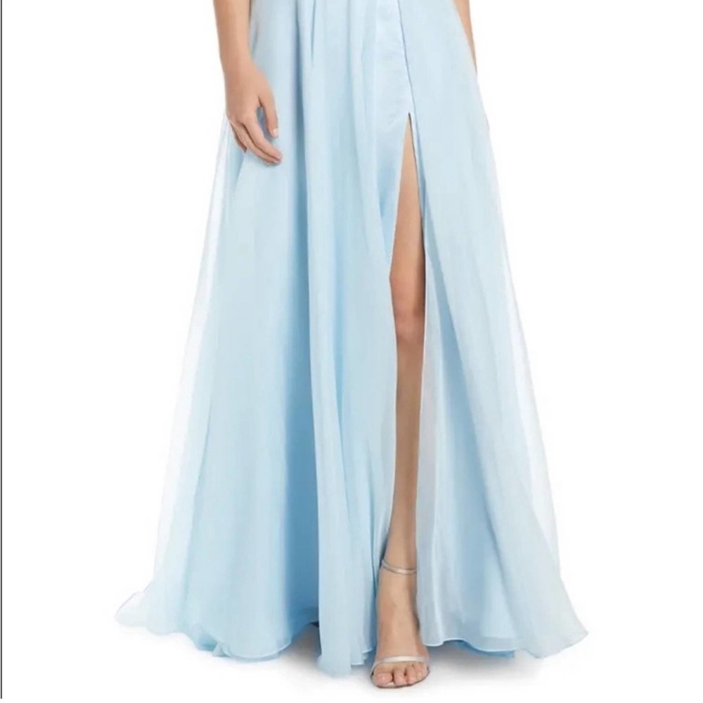 Mac Duggal NEW Beaded Halter Chiffon A-Line Gown 6 bABY blue Prom Formal dress
